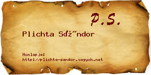 Plichta Sándor névjegykártya
